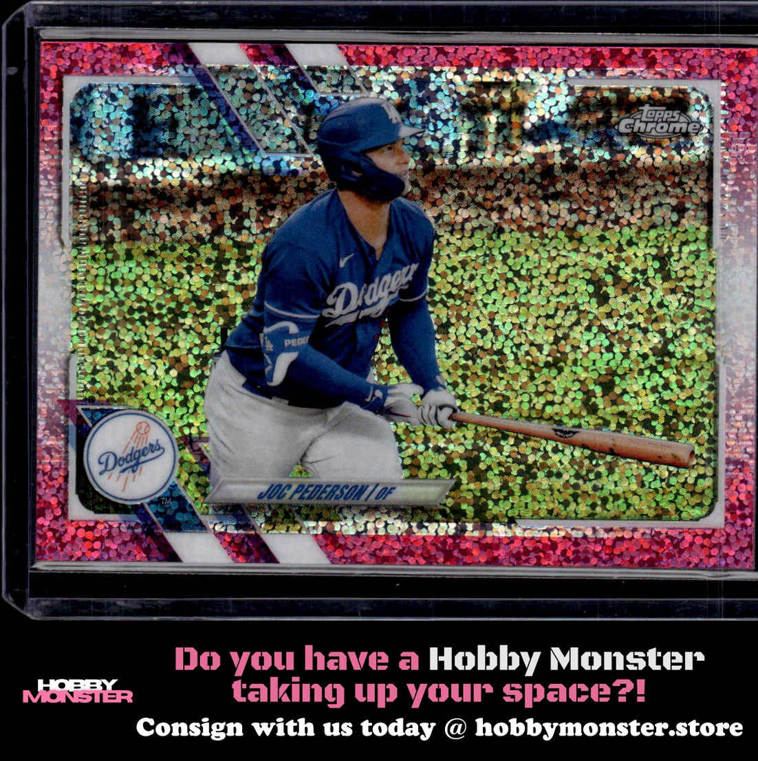 2021 Topps Chrome Joc Pederson Magenta Speckle 243/350 Los Angeles Dodgers