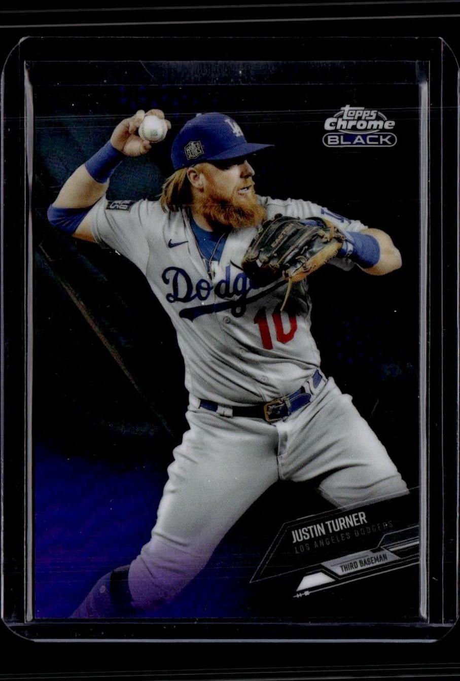 2021 Topps Chrome Black Justin Turner Purple Refractor #/150 Los Angeles Dodgers