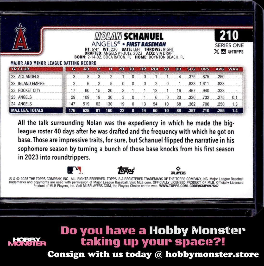 2025 Topps Nolan Schanuel Future Stars Aqua Holo Foil Los Angeles Angels