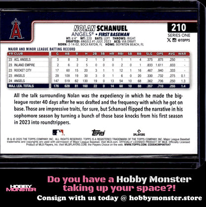 2025 Topps Nolan Schanuel Future Stars Aqua Holo Foil Los Angeles Angels