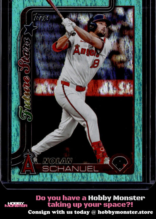 2025 Topps Nolan Schanuel Future Stars Aqua Holo Foil Los Angeles Angels
