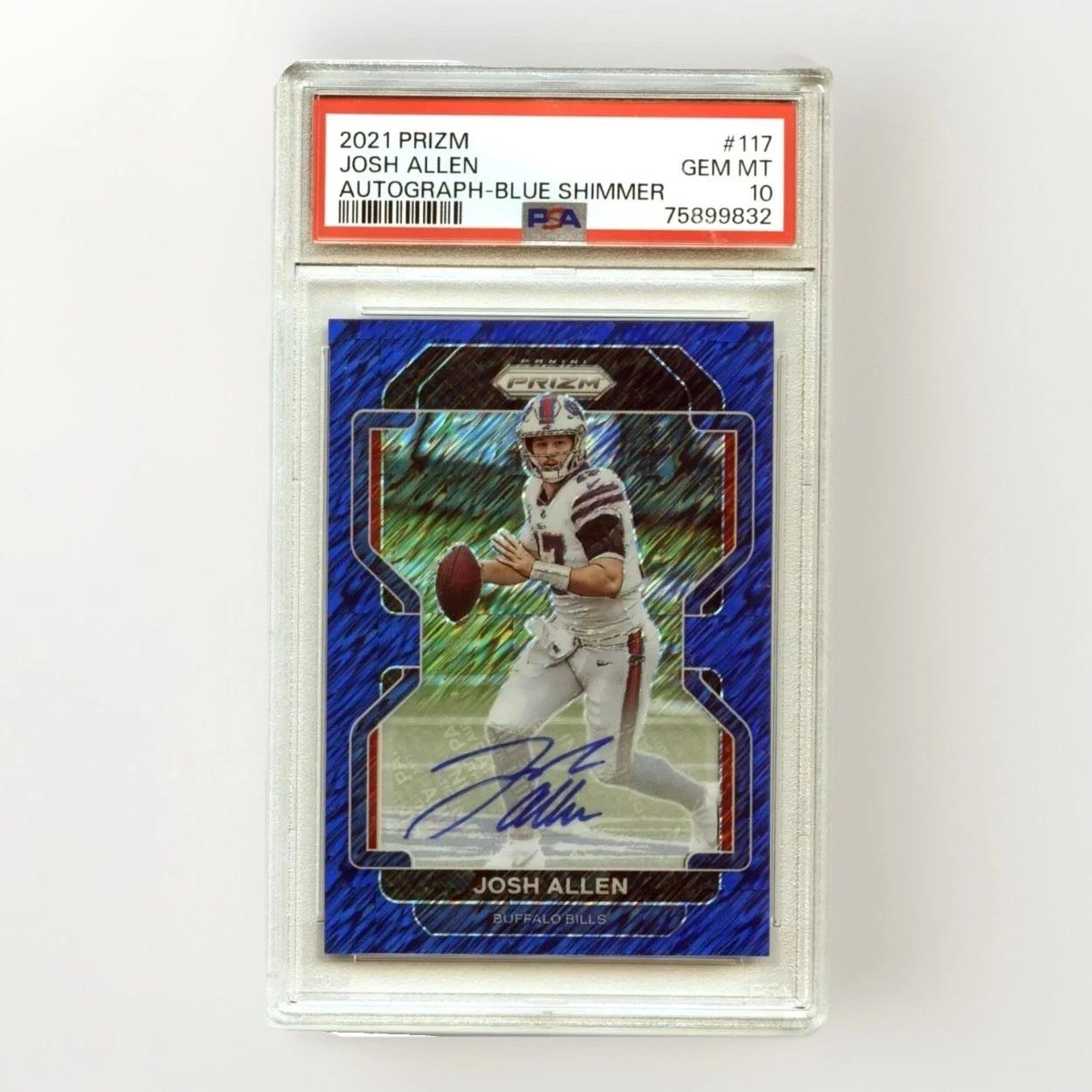 2021 Panini Prizm Josh Allen Blue Shimmer Auto #/5 Buffalo Bills PSA 10 00H