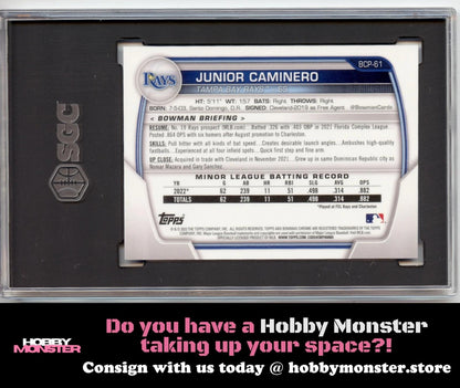 2023 Bowman Junior Caminero Chrome Blue RayWave #/150 Rays SGC 9.5 00H