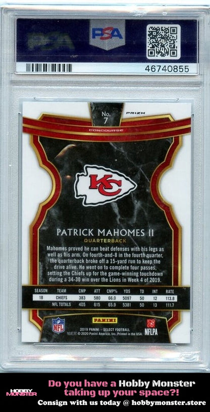 2019 Panini Select Patrick Mahomes II Silver Prizm Chiefs PSA 9 00H