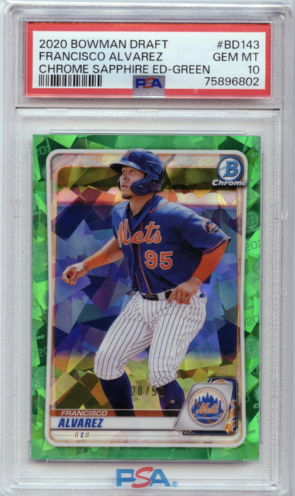 2020 Bowman Draft Sapphire Francisco Alvarez Green #/50 PSA 10 00H