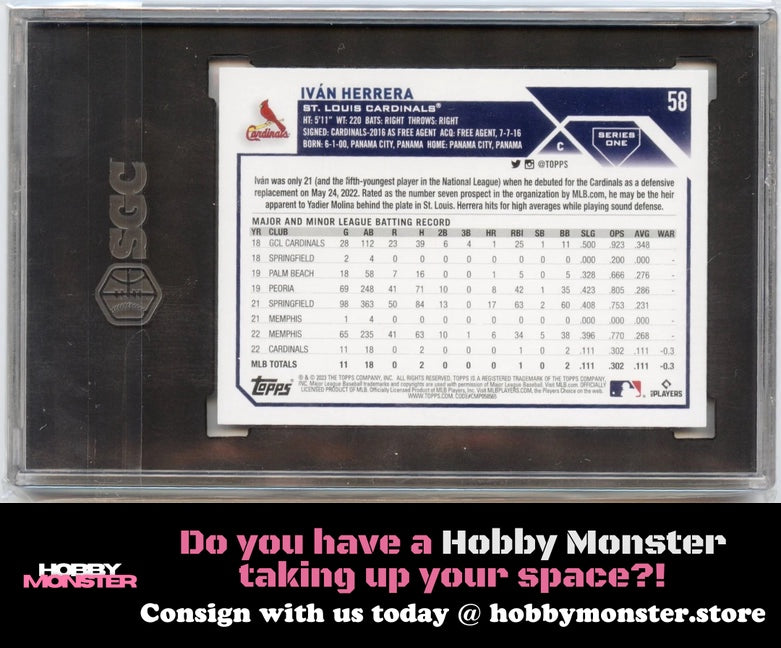 2023 Topps Iván Herrera Rainbow Foil St. Louis Cardinals SGC 8
