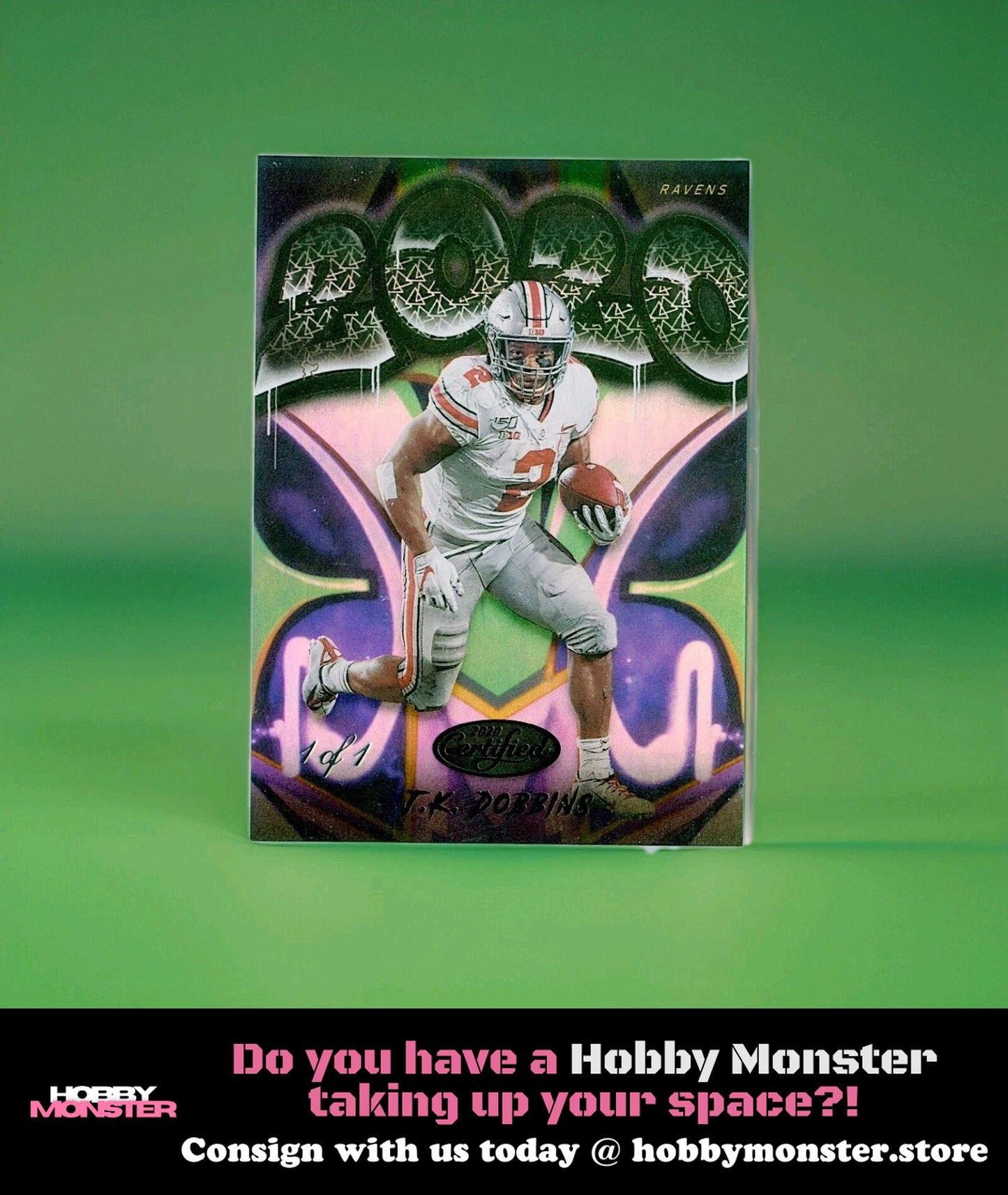 2020 Panini Certified J.K. Dobbins Mirror Black 1/1 Baltimore Ravens 00H