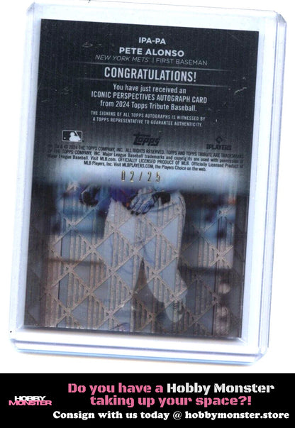 2021 Topps Tribute Pete Alonso Iconic Perspectives Orange Auto #/25 Mets 00H