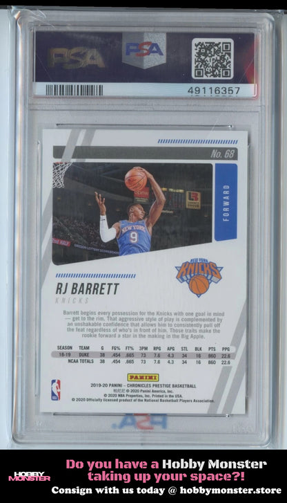 2019-20 Panini Chronicles RJ Barrett Red Rookie #/149 New York Knicks PSA 10