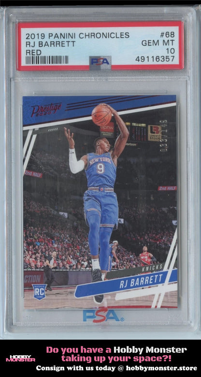 2019-20 Panini Chronicles RJ Barrett Red Rookie #/149 New York Knicks PSA 10