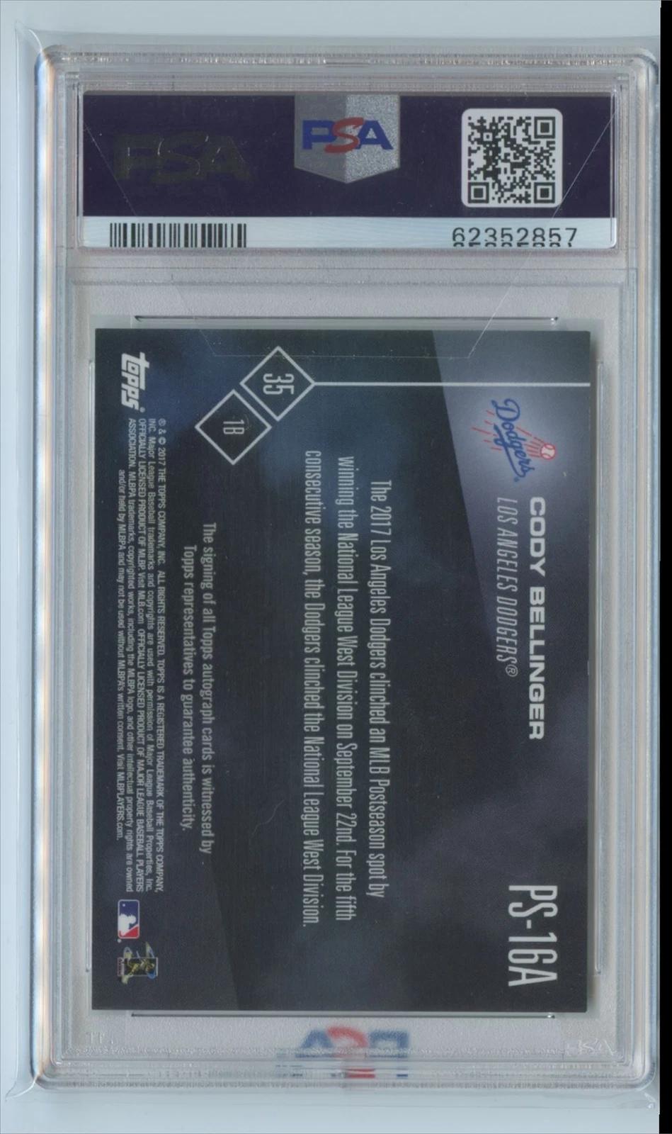 2017 Topps Now Cody Bellinger Rookie RC Auto/99 PSA 9 Dodgers #PS16A