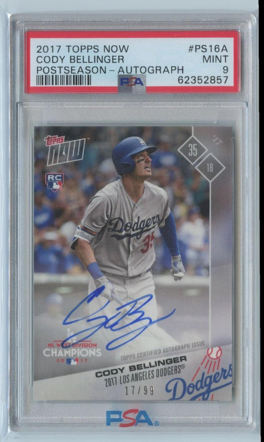 2017 Topps Now Cody Bellinger Rookie RC Auto/99 PSA 9 Dodgers #PS16A