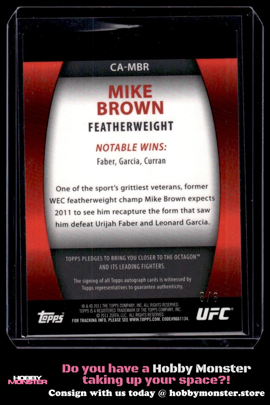 2011 Topps UFC Title Shot Mike Brown UFC Contenders Autographs Red UFC 004