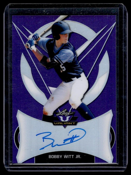 2019 Leaf Valiant Bobby Witt Jr. Purple Auto /15 Kansas City Royals #BA-BWJ