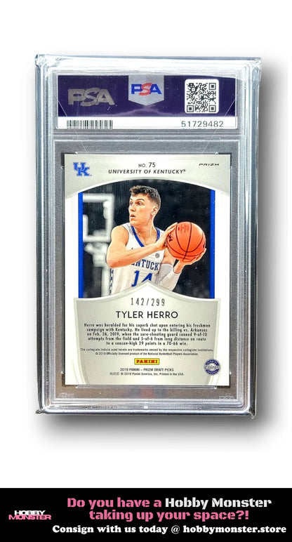 2019 Panini Prizm DP Tyler Herro Blue Wave Prizm /299 PSA 10