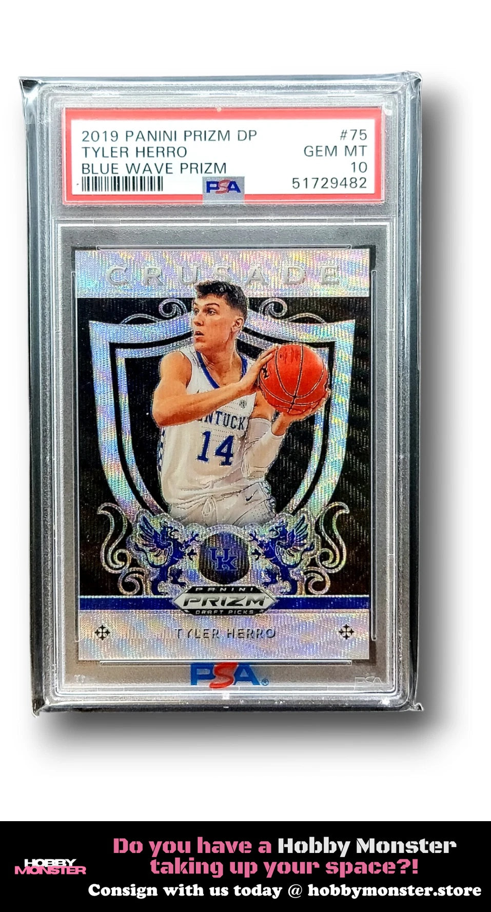 2019 Panini Prizm DP Tyler Herro Blue Wave Prizm /299 PSA 10