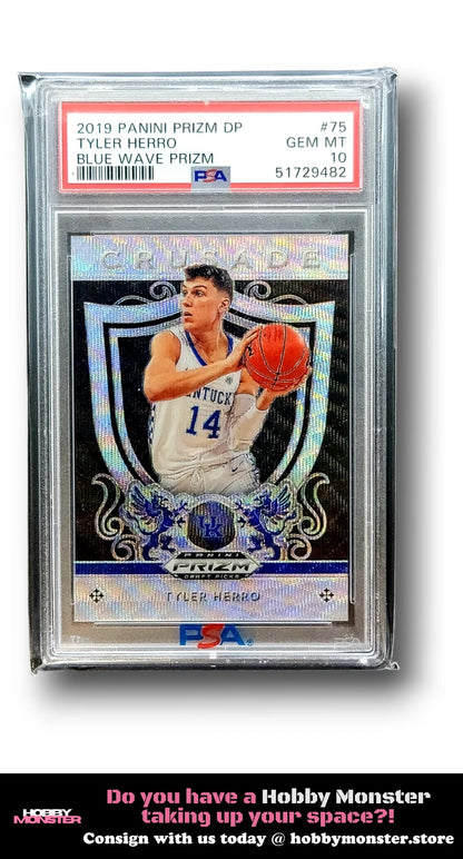 2019 Panini Prizm DP Tyler Herro Blue Wave Prizm /299 PSA 10