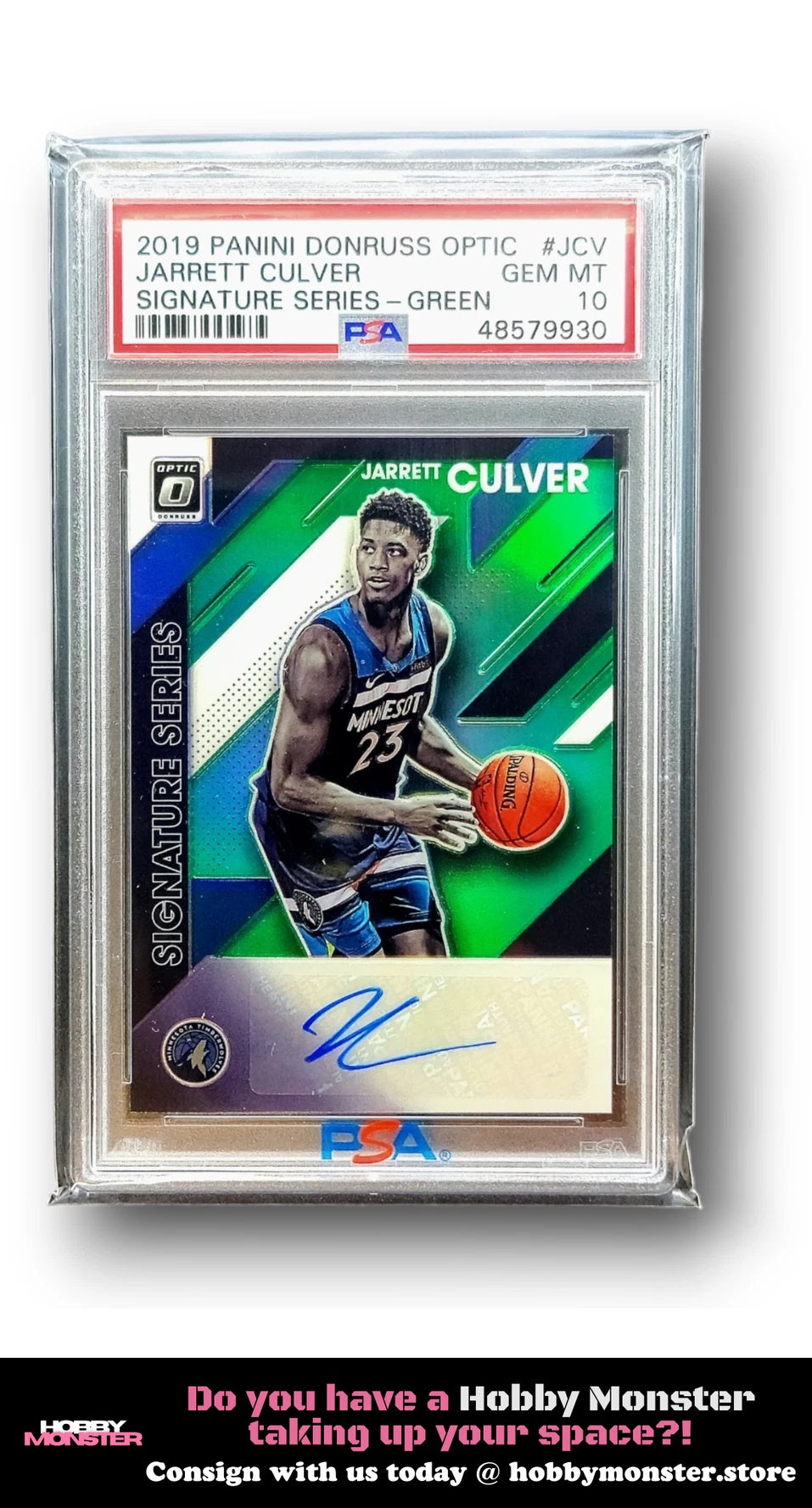 2019 Panini Donruss Optic Jarrett Culver Green Auto Timberwolves PSA 10 JCV