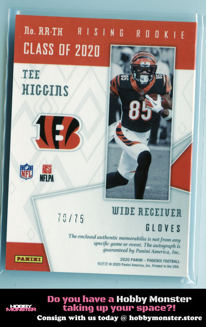 2020 Panini Phoenix Tee Higgins Rising Rookie Material Gloves Auto #/75 Bengals