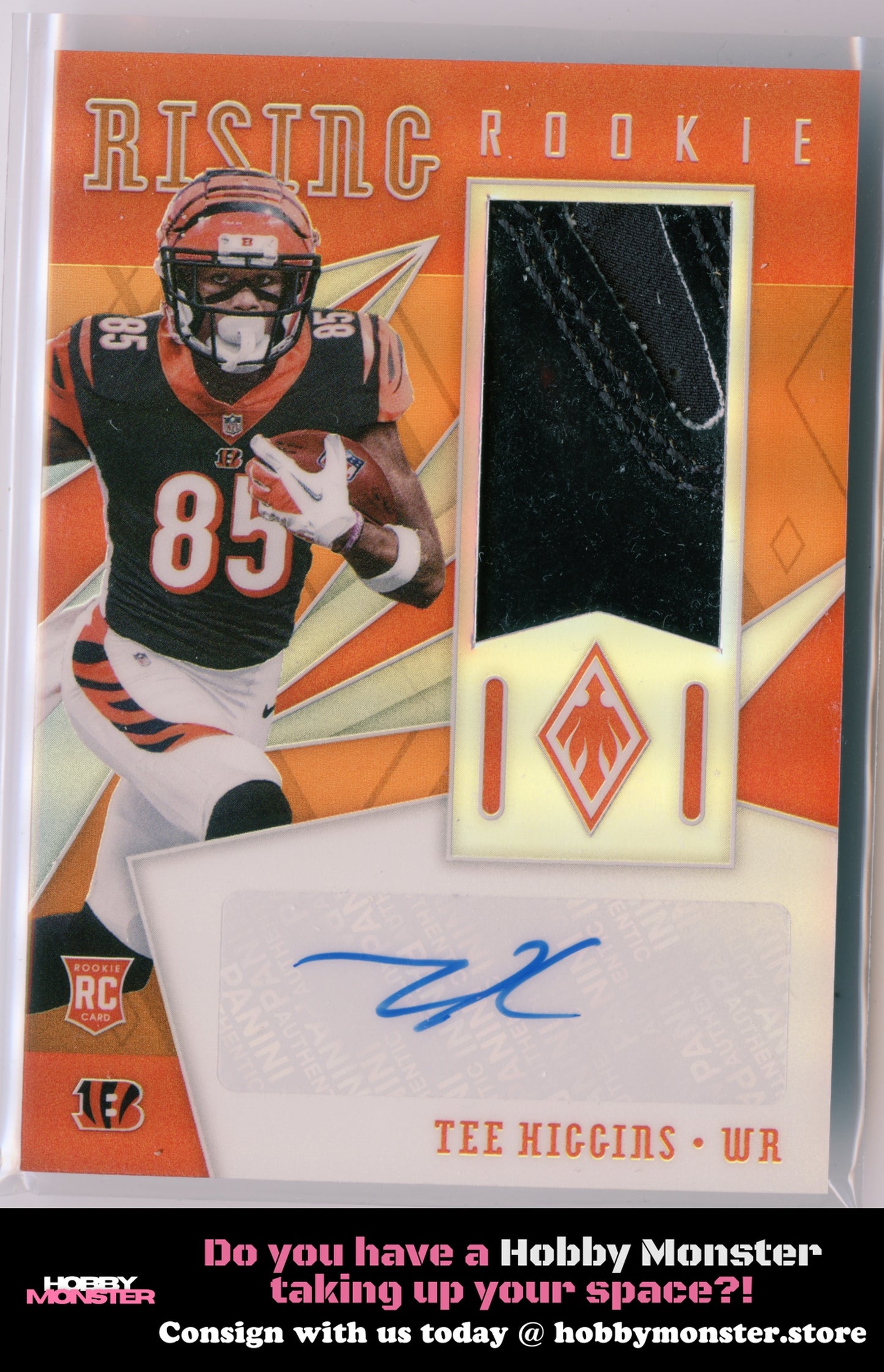 2020 Panini Phoenix Tee Higgins Rising Rookie Material Gloves Auto #/75 Bengals