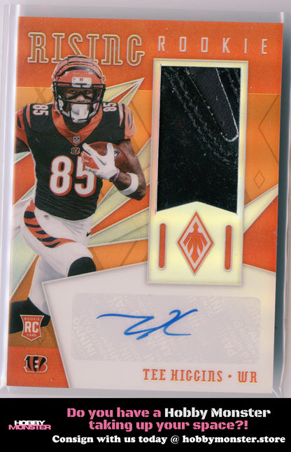 2020 Panini Phoenix Tee Higgins Rising Rookie Material Gloves Auto #/75 Bengals