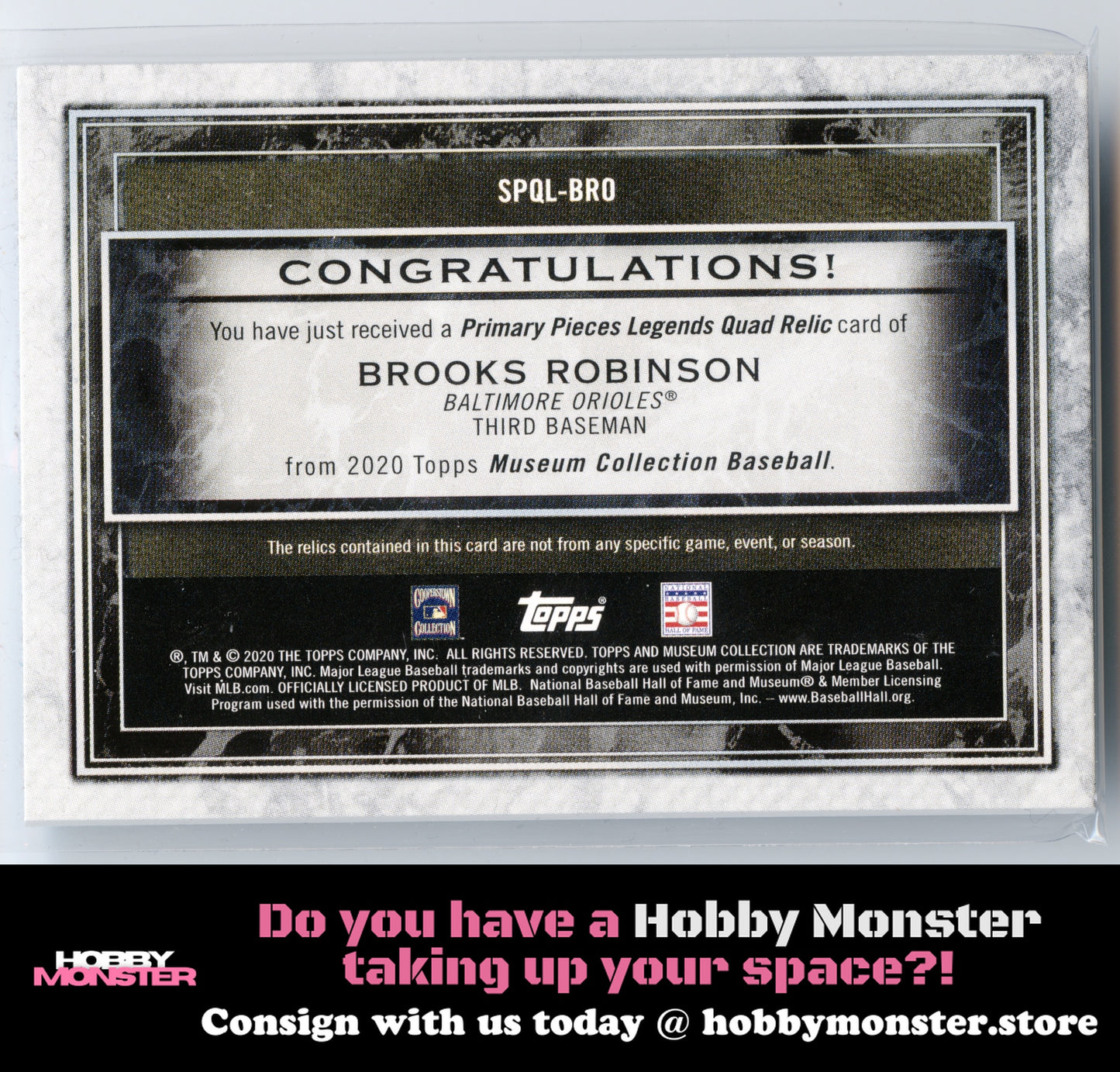 2020 Topps Museum Collection Brooks Robinson Quad Relic #/25 Baltimore Orioles