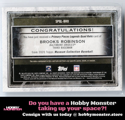 2020 Topps Museum Collection Brooks Robinson Quad Relic #/25 Baltimore Orioles