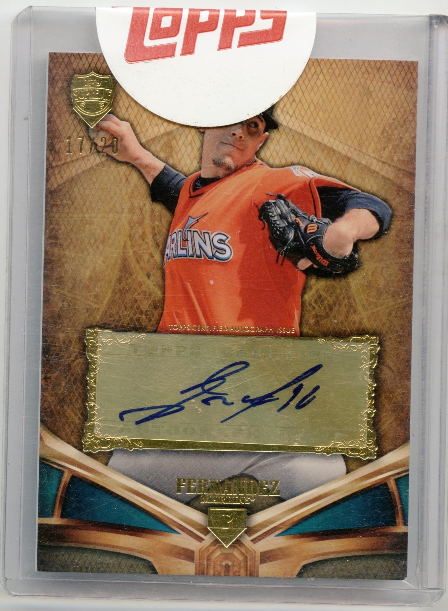 2013 Topps Supreme Jose Fernandez RC Rookie Blue Auto /20 Miami Marlins