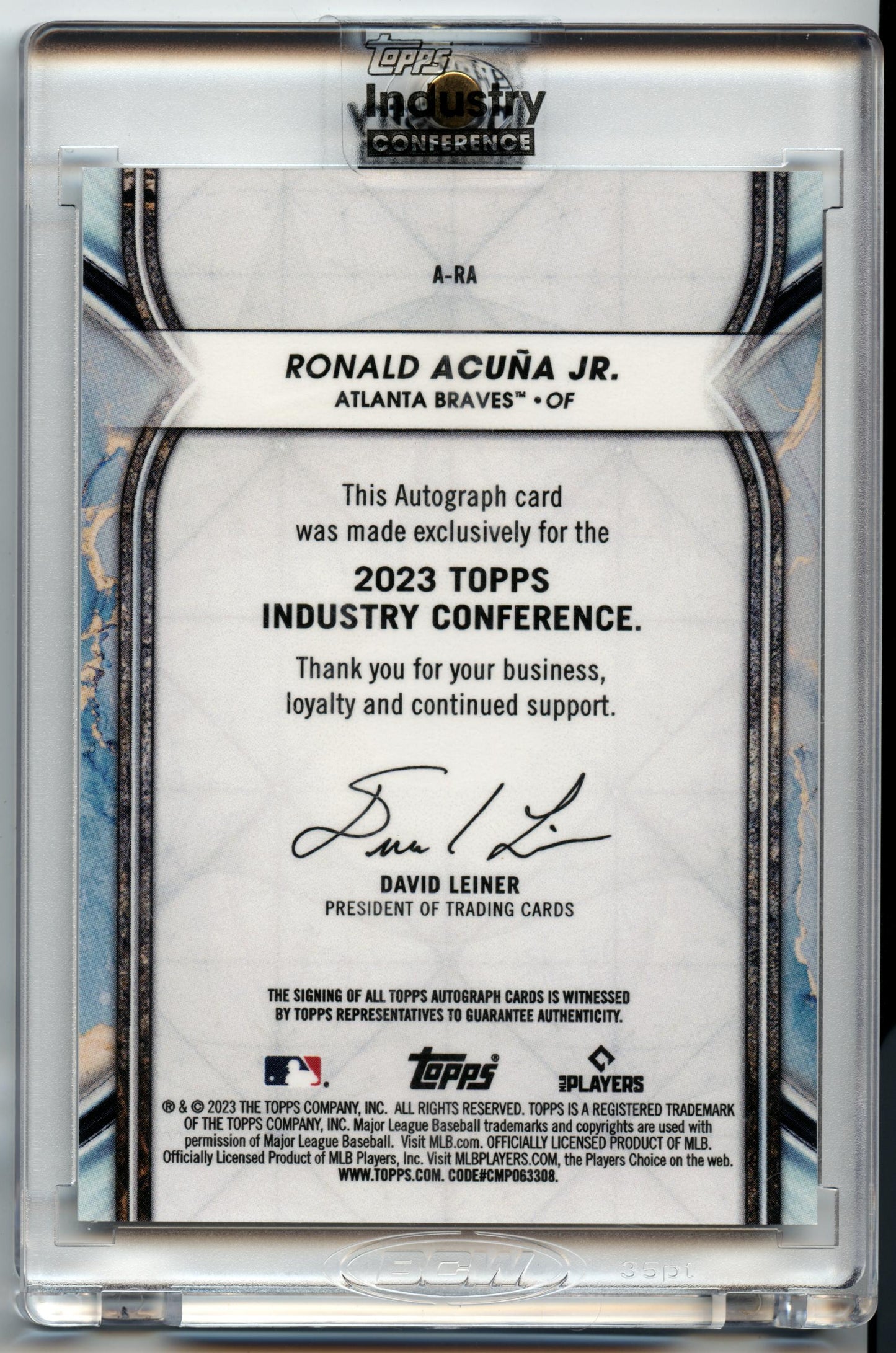 2023 Topps Industry Conference Ronald Acuna Jr Auto Autograph #05/15 Braves