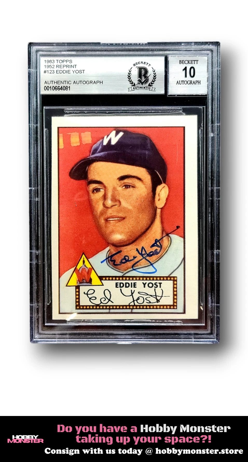 1983 Topps 1952 Series Eddie Yost Washington Senators BGS 10 Auto 004