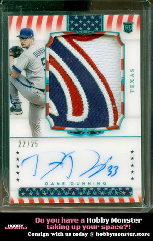 2021 Panini National Treasures Dane Dunning RC Stars & Stripes Auto #/25 Rangers