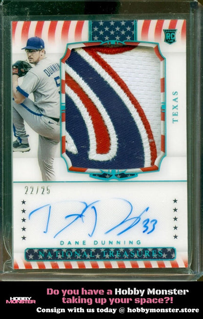 2021 Panini National Treasures Dane Dunning RC Stars & Stripes Auto #/25 Rangers