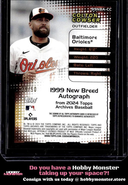 2024 Topps Archives Colton Cowser 1999 New Breed Gold Auto #/50 Orioles