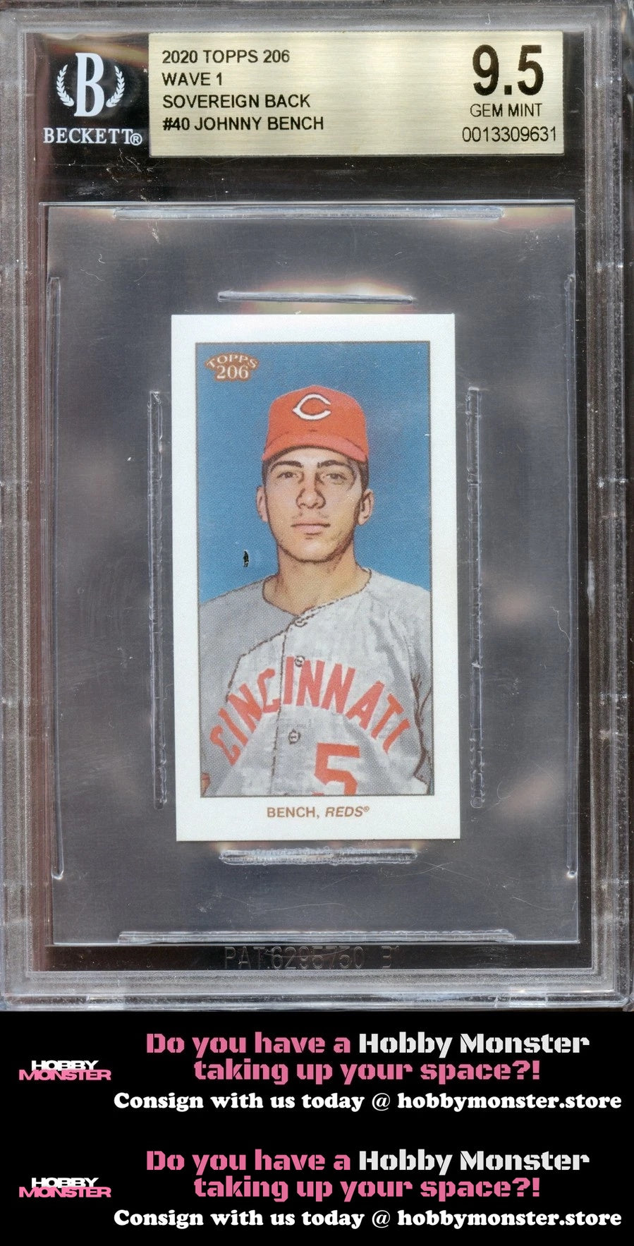 2020 Topps 206 Johnny Bench Wave 1 Sovereign Back Reds BGS 9.5