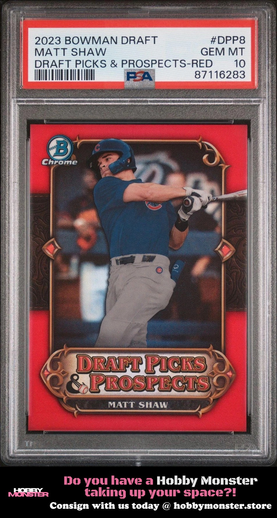 2023 Bowman Draft Picks & Prospects Matt Shaw Red /5 Chicago Cubs PSA 10