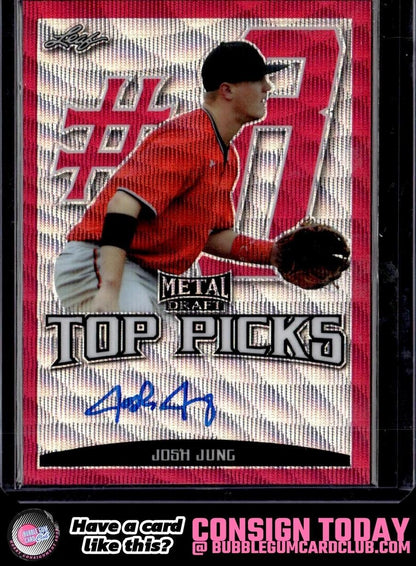 2019 Leaf Metal Josh Jung Top Picks Auto Pink Wave Auto /10 Texas Rangers