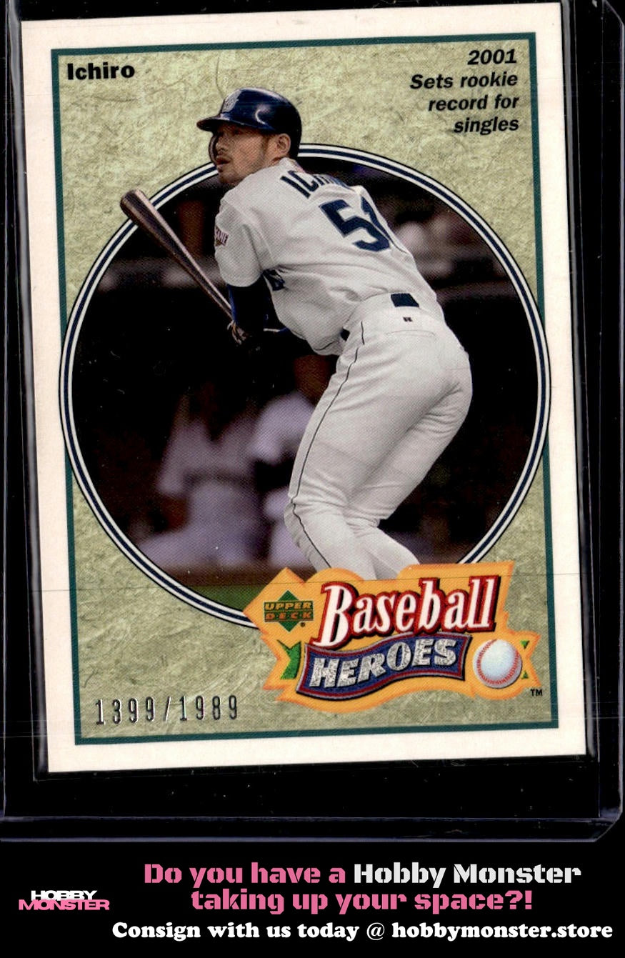 2002 UD Authentics Ichiro Heroes of Baseball #/1989 Seattle Mariners 005-qb3qa