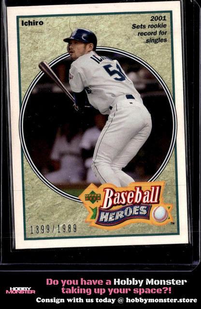 2002 UD Authentics Ichiro Heroes of Baseball #/1989 Seattle Mariners 005-qb3qa