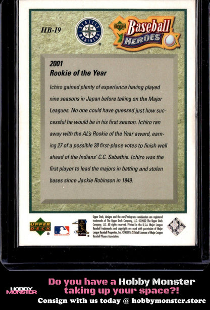 2002 UD Authentics Ichiro Heroes of Baseball #/1989 Seattle Mariners 005-qb3qa