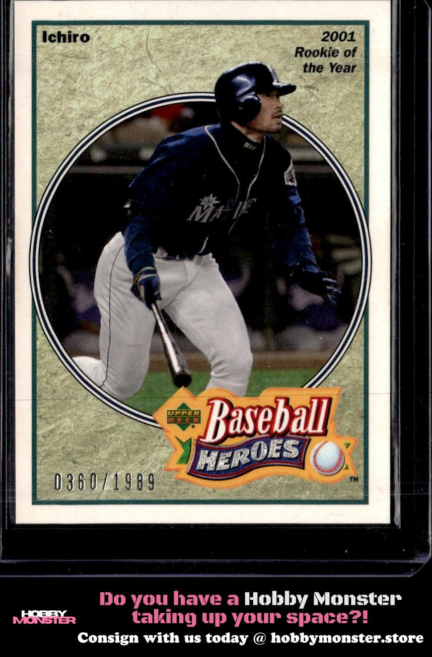 2002 UD Authentics Ichiro Heroes of Baseball #/1989 Seattle Mariners 005-qb3qa