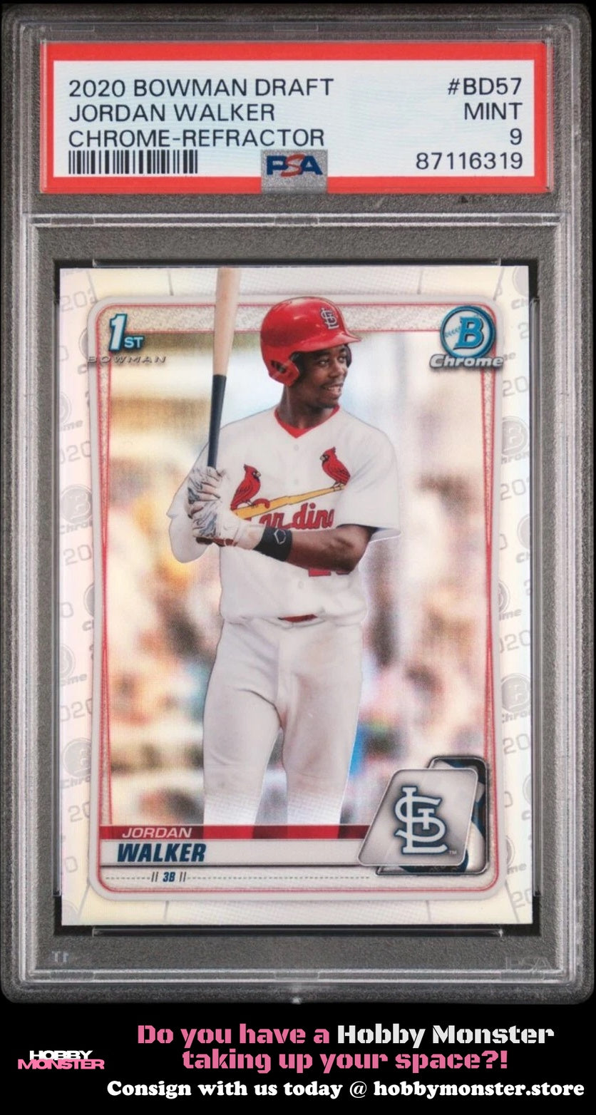 2020 Bowman Draft Jordan Walker Chrome Refractor St. Louis Cardinals PSA 9 002