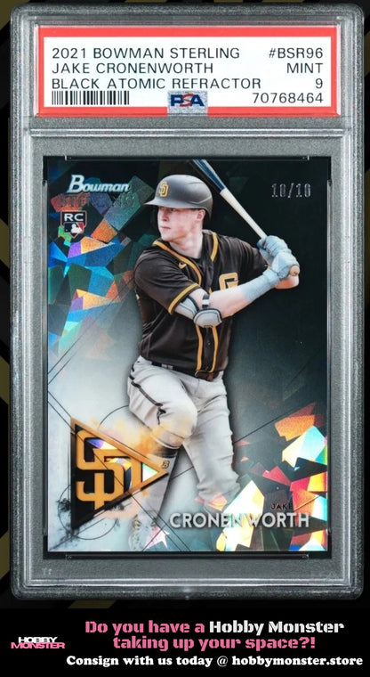 2021 Bowman Sterling Jake Cronenworth Black Atomic #/10 Padres PSA 9