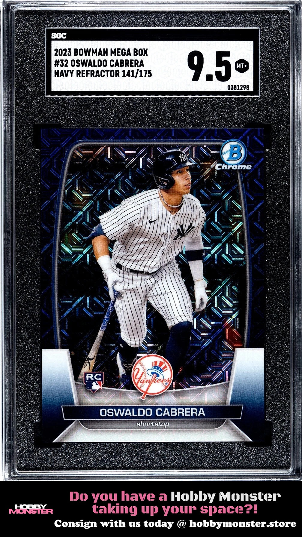 2023 Bowman Oswaldo Cabrera Mojo Navy Rookie #/175 Yankees SGC 9.5