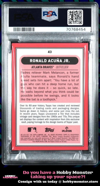 2021 Topps Brooklyn Ronald Acuna Jr. Orange #/25 Braves PSA 9