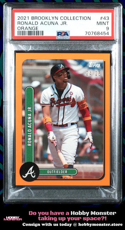 2021 Topps Brooklyn Ronald Acuna Jr. Orange #/25 Braves PSA 9