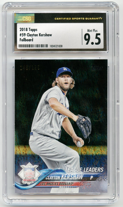 2018 Topps Clayton Kershaw Sparkle Foil #/190 Los Angeles Dodgers CSG 9.5 002