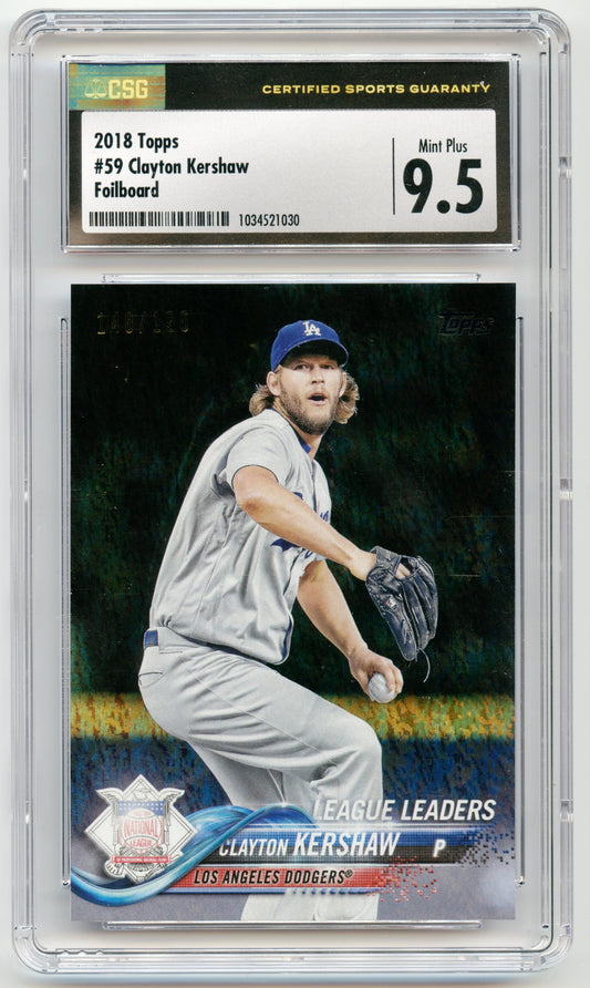 2018 Topps Clayton Kershaw Sparkle Foil #/190 Los Angeles Dodgers CSG 9.5 002