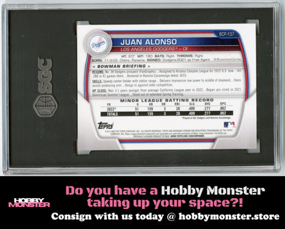 2023 Bowman Juan Alonso Prospects Purple #/250 Los Angeles Dodgers SGC 9.5 002