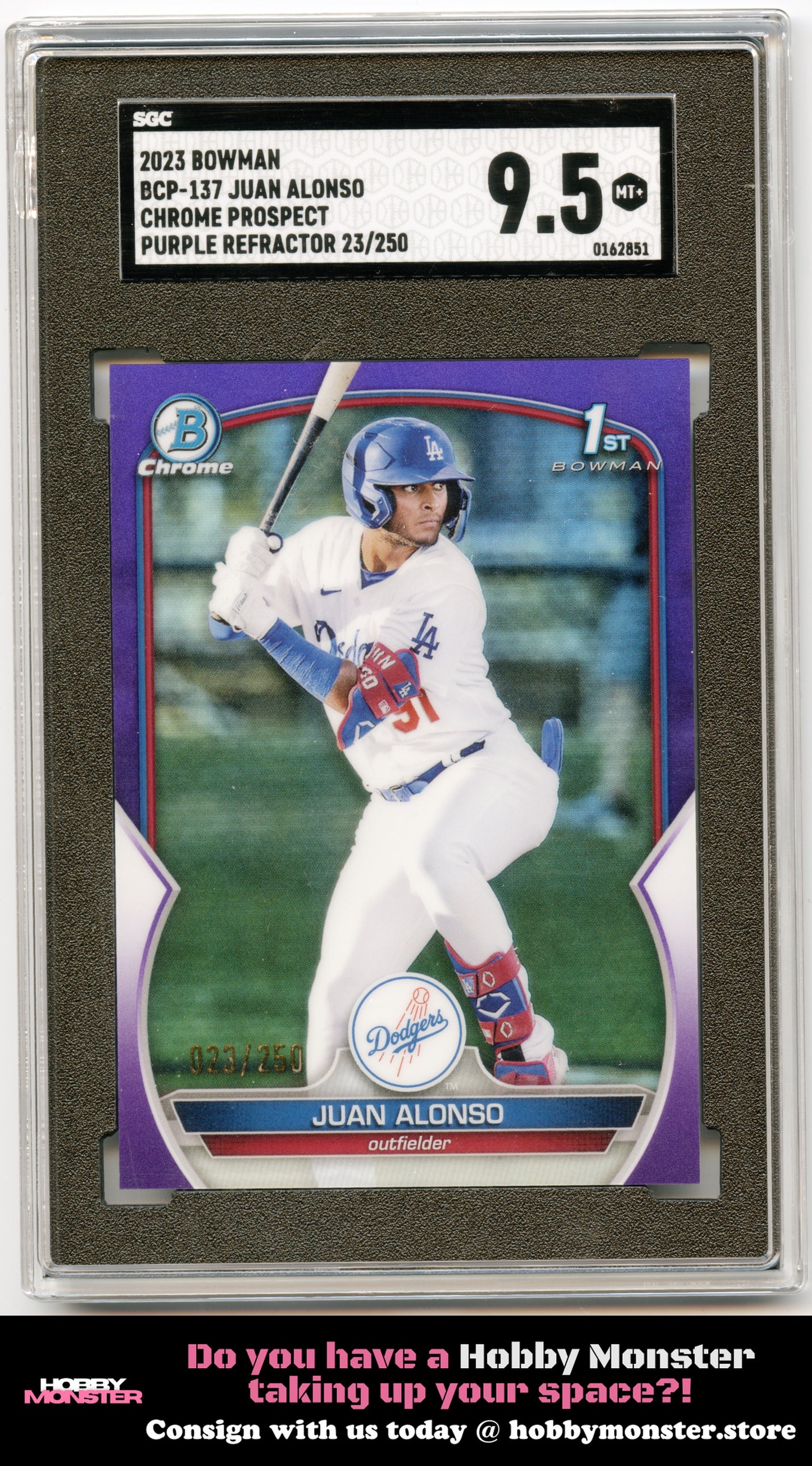 2023 Bowman Juan Alonso Prospects Purple #/250 Los Angeles Dodgers SGC 9.5 002