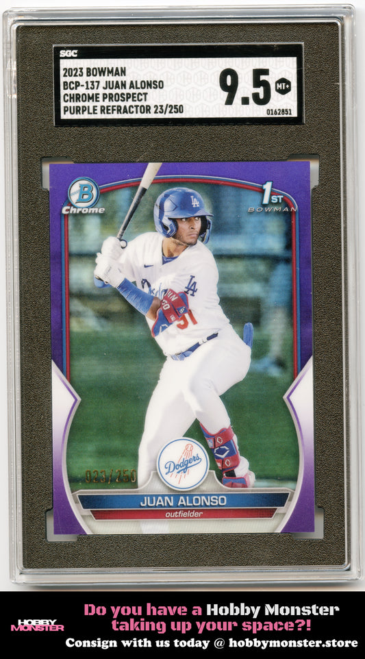 2023 Bowman Juan Alonso Prospects Purple #/250 Los Angeles Dodgers SGC 9.5 002